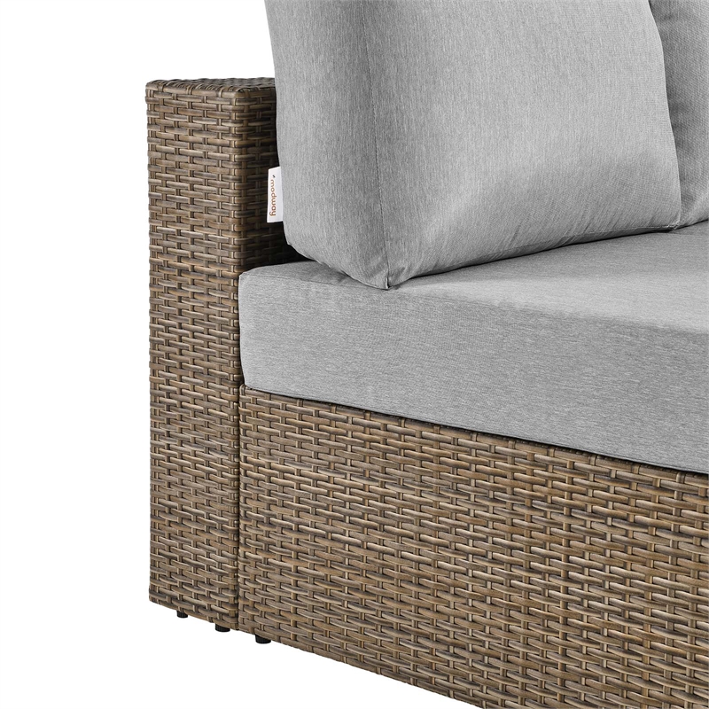 Modway Convene Outdoor Right-Arm Synthetic Rattan Loveseat in Cappuccino/Gray