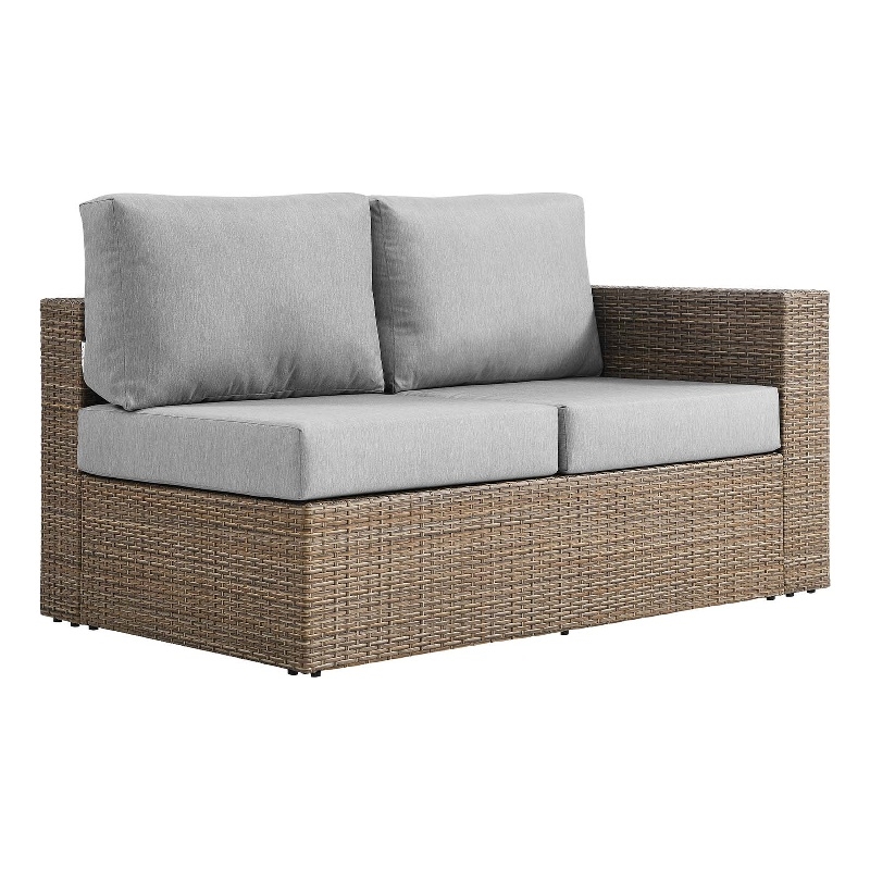 Modway Convene Outdoor Right-Arm Synthetic Rattan Loveseat in Cappuccino/Gray