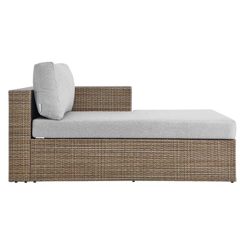 Modway Convene Outdoor Right-Arm Synthetic Rattan Chaise in Cappuccino/Gray
