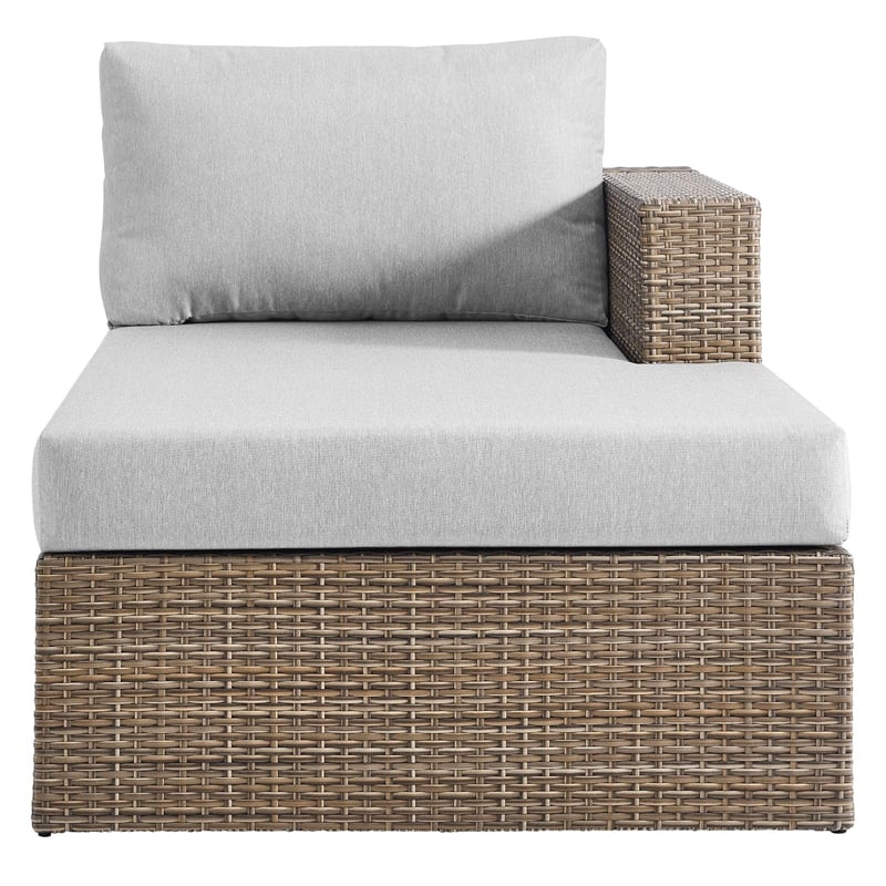 Modway Convene Outdoor Right-Arm Synthetic Rattan Chaise in Cappuccino/Gray