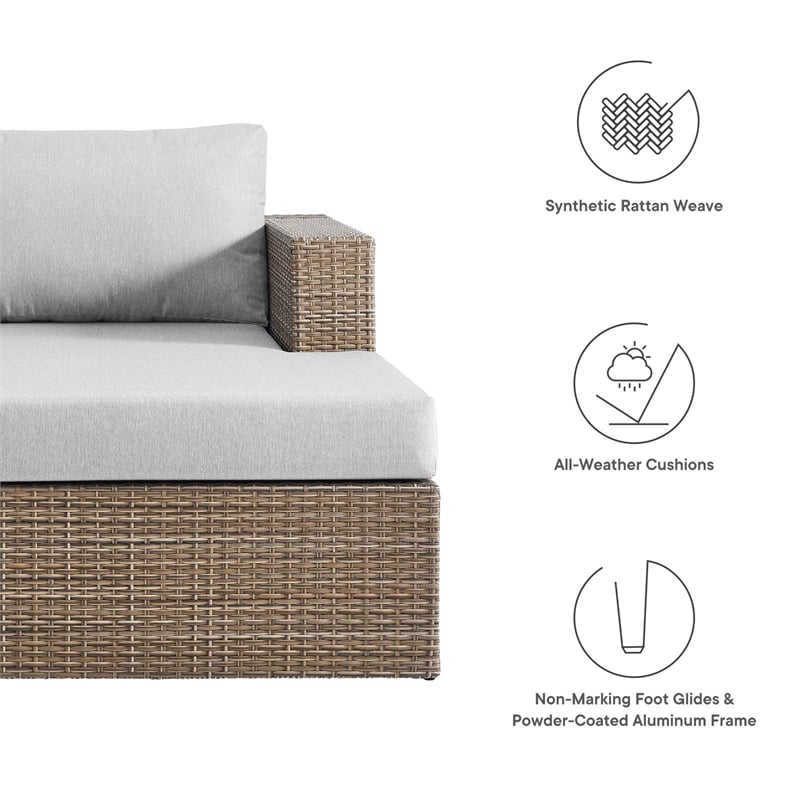 Modway Convene Outdoor Right-Arm Synthetic Rattan Chaise in Cappuccino/Gray