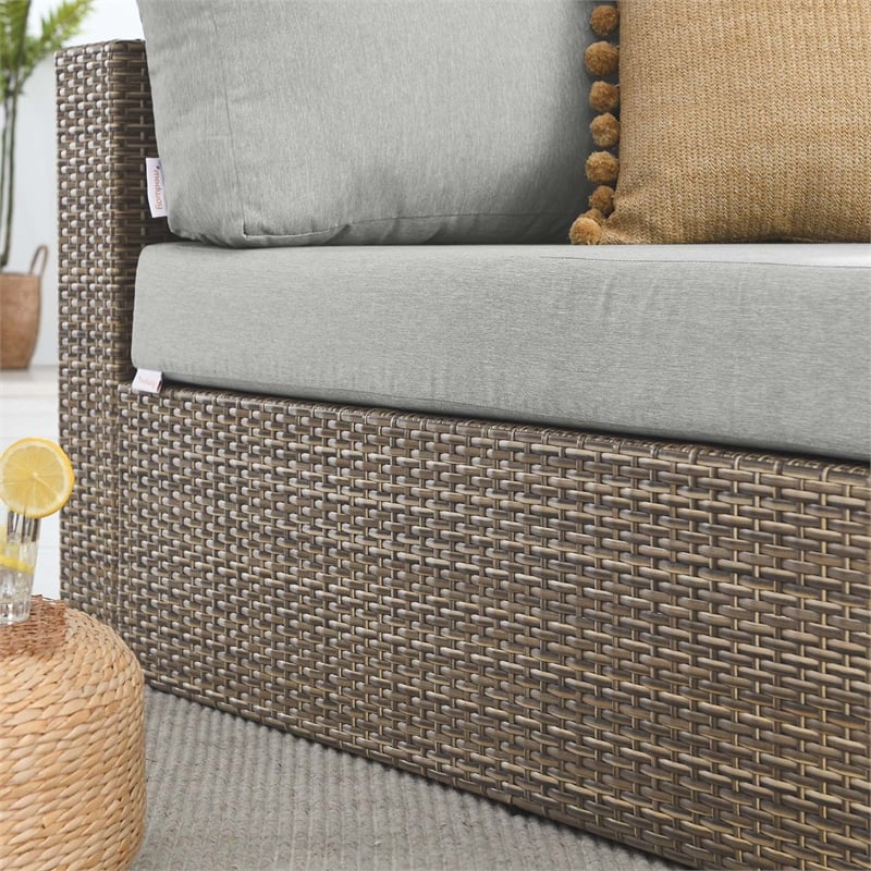 Modway Convene Outdoor Right-Arm Synthetic Rattan Chaise in Cappuccino/Gray