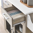 Modway Wood Cuisine Kitchen Cart with Full-Glide Drawers in Oak/White