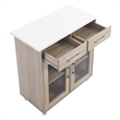 Modway Wood Cuisine Kitchen Cart with Full-Glide Drawers in Oak/White