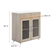 Modway Wood Cuisine Kitchen Cart with Full-Glide Drawers in Oak/White