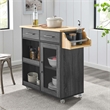 Modway Wood Culinary Kitchen Cart with Spice Rack in Charcoal/Natural