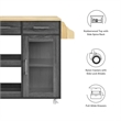 Modway Wood Culinary Kitchen Cart with Spice Rack in Charcoal/Natural
