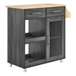 Modway Wood Culinary Kitchen Cart with Spice Rack in Charcoal/Natural