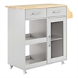 Modway Wood Culinary Kitchen Cart with Spice Rack in Light Gray/Natural