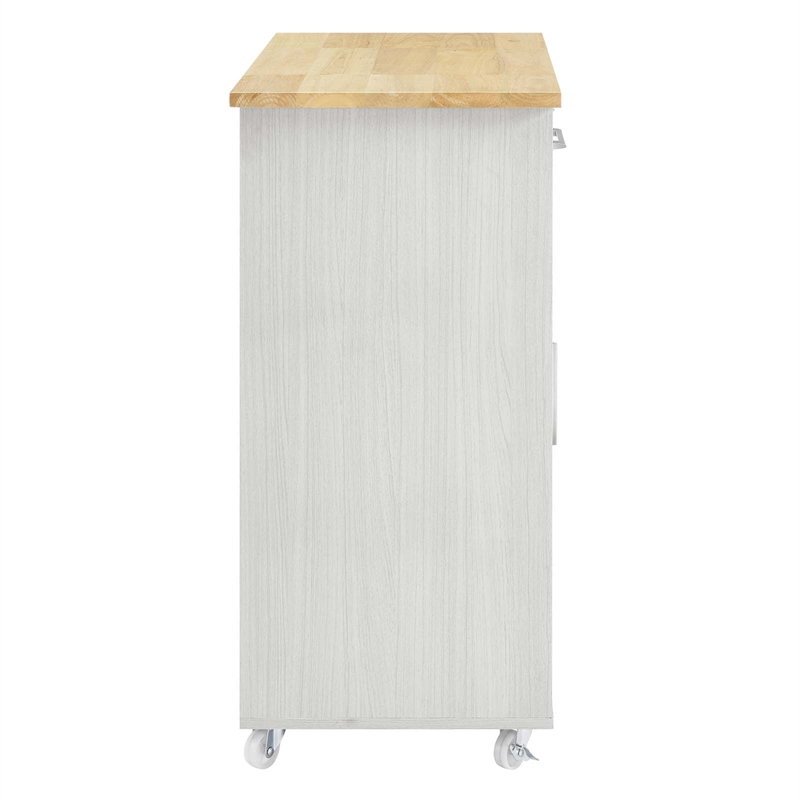 Modway Wood Culinary Kitchen Cart with Spice Rack in White/Natural
