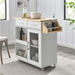 Modway Wood Culinary Kitchen Cart with Spice Rack in White/Natural