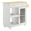Modway Wood Culinary Kitchen Cart with Spice Rack in White/Natural