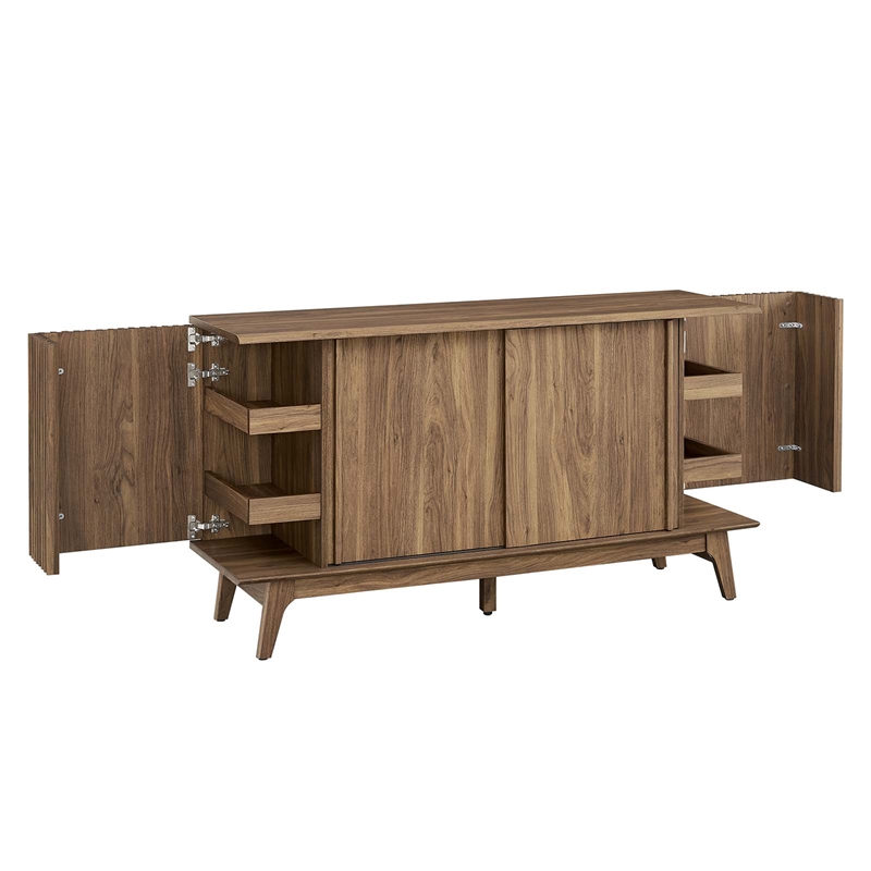 Modway Eudora Modern Wood Sideboard with Sliding Doors in Walnut
