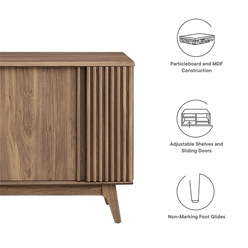 Modway Eudora Modern Wood Sideboard with Sliding Doors in Walnut