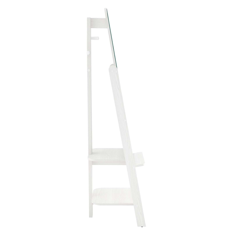 Modway Ascend Modern Wood Standing Mirror with Open Shelves in White