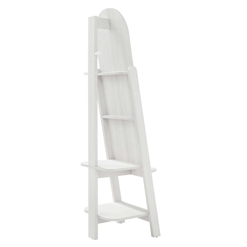 Modway Ascend Modern Wood Standing Mirror with Open Shelves in White