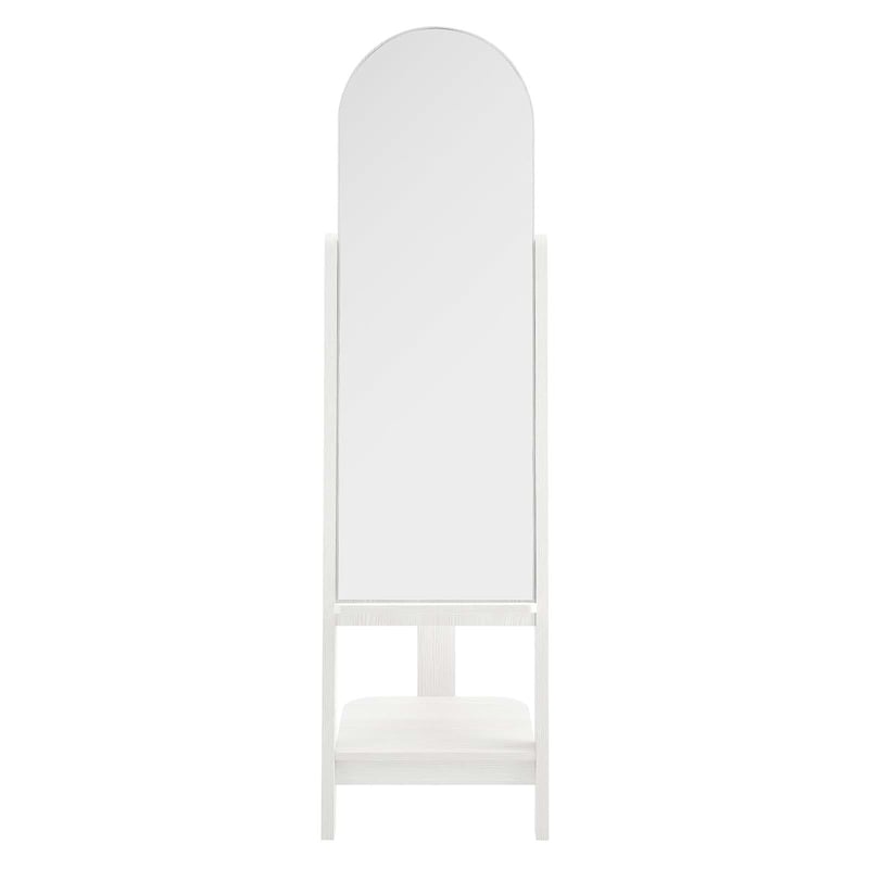 Modway Ascend Modern Wood Standing Mirror with Open Shelves in White
