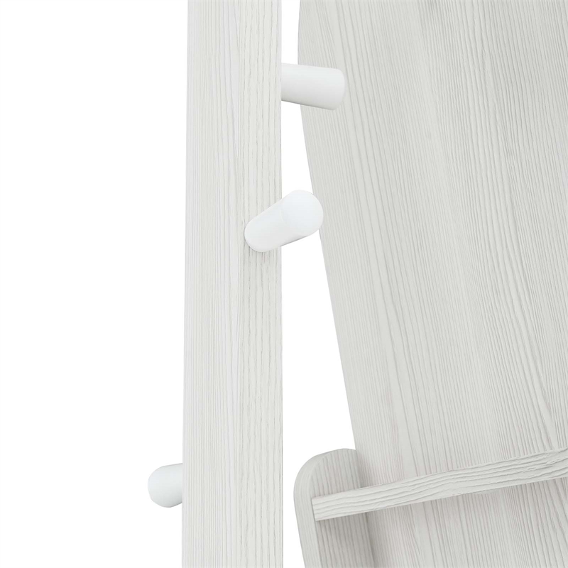 Modway Ascend Modern Wood Standing Mirror with Open Shelves in White