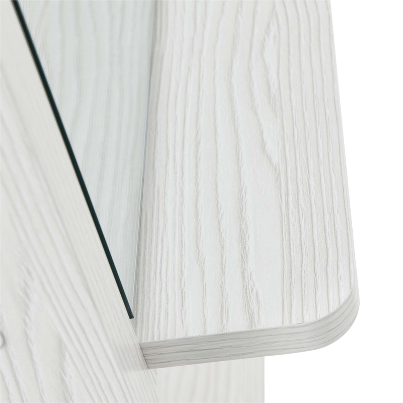 Modway Ascend Modern Wood Standing Mirror with Open Shelves in White