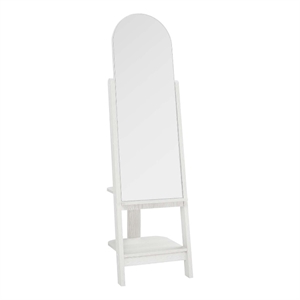 Modway Ascend Modern Wood Standing Mirror with Open Shelves in White