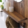 Modway Glint Modern Wood Mirror with Four Hanging Pegs in Walnut