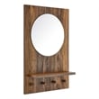 Modway Glint Modern Wood Mirror with Four Hanging Pegs in Walnut