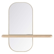 Modway Solstice Rectangular Modern Wood Mirror with Small Shelf in Oak