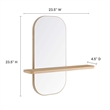 Modway Solstice Rectangular Modern Wood Mirror with Small Shelf in Oak