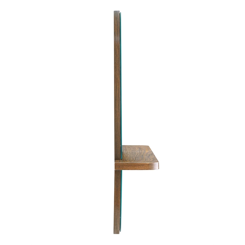 Modway Solstice Rectangular Modern Wood Mirror with Small Shelf in Walnut