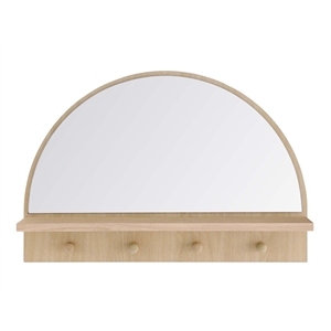 Modway Moonbeam Arched Wood Mirror with Four Hanging Pegs in Oak