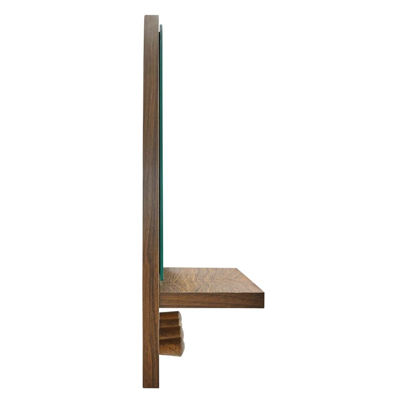 Modway Moonbeam Arched Wood Mirror with Four Hanging Pegs in Walnut