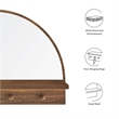 Modway Moonbeam Arched Wood Mirror with Four Hanging Pegs in Walnut