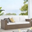 Modway Convene Outdoor Synthetic Rattan Sofa in Cappuccino and White