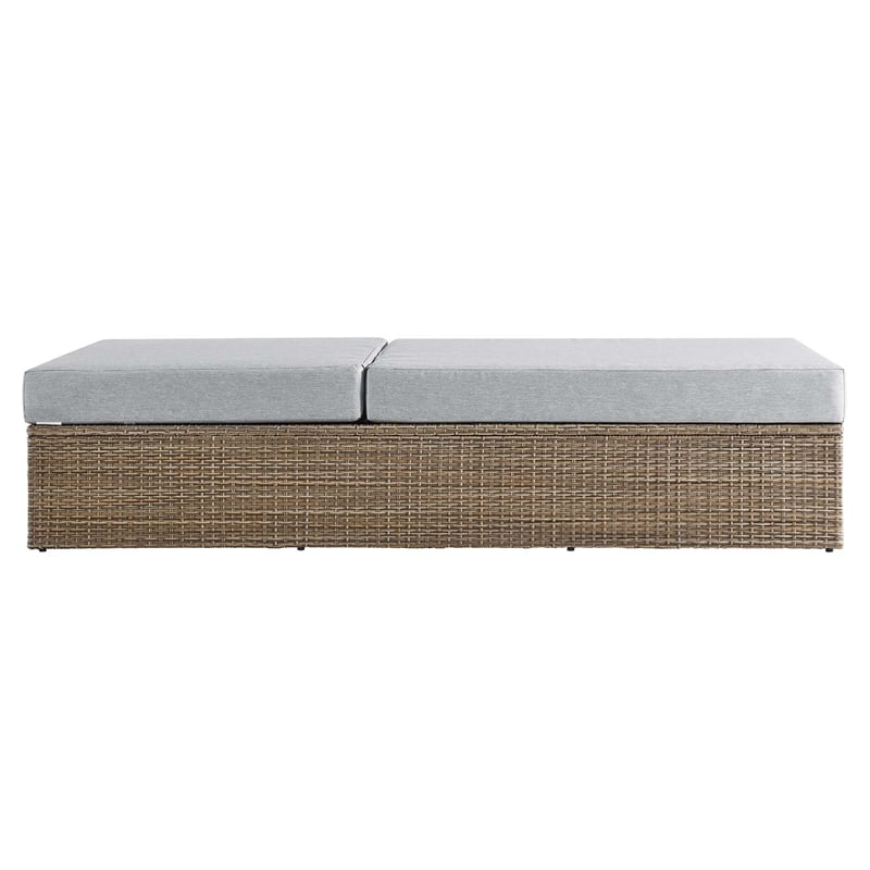Modway Convene Outdoor Synthetic Rattan Chaise Lounge Chair in Cappuccino/Gray