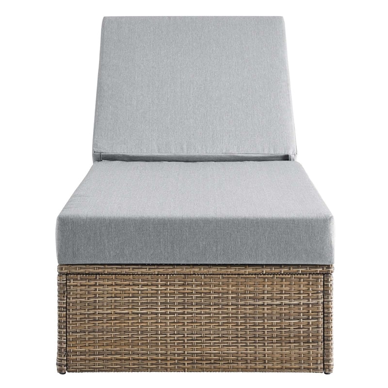 Modway Convene Outdoor Synthetic Rattan Chaise Lounge Chair in Cappuccino/Gray