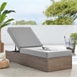 Modway Convene Outdoor Synthetic Rattan Chaise Lounge Chair in Cappuccino/Gray