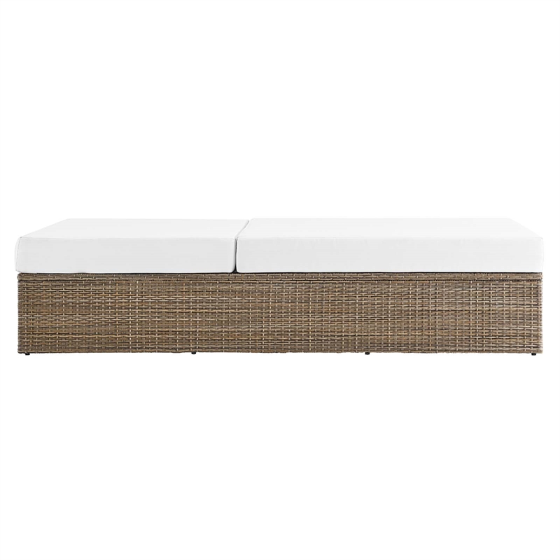 Modway Convene Outdoor Synthetic Rattan Chaise Lounge Chair in Cappuccino/White