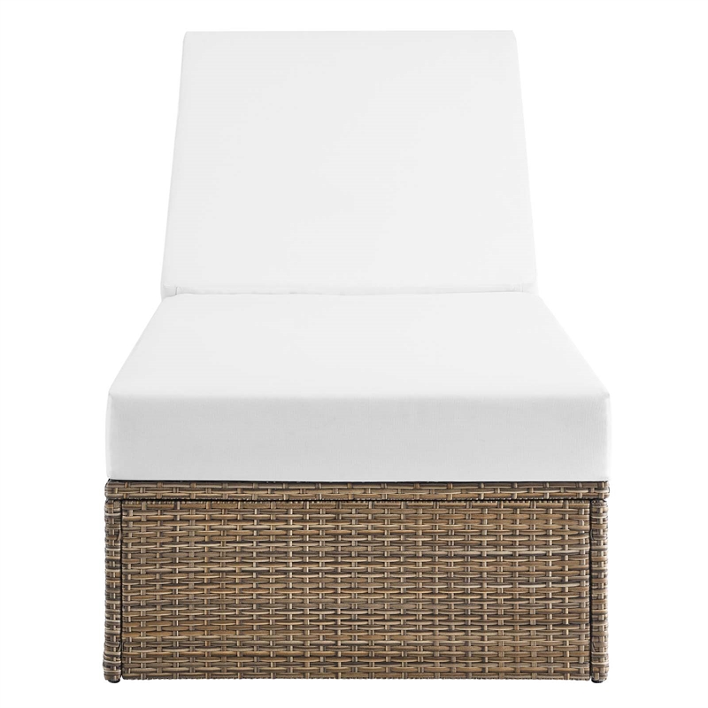 Modway Convene Outdoor Synthetic Rattan Chaise Lounge Chair in Cappuccino/White