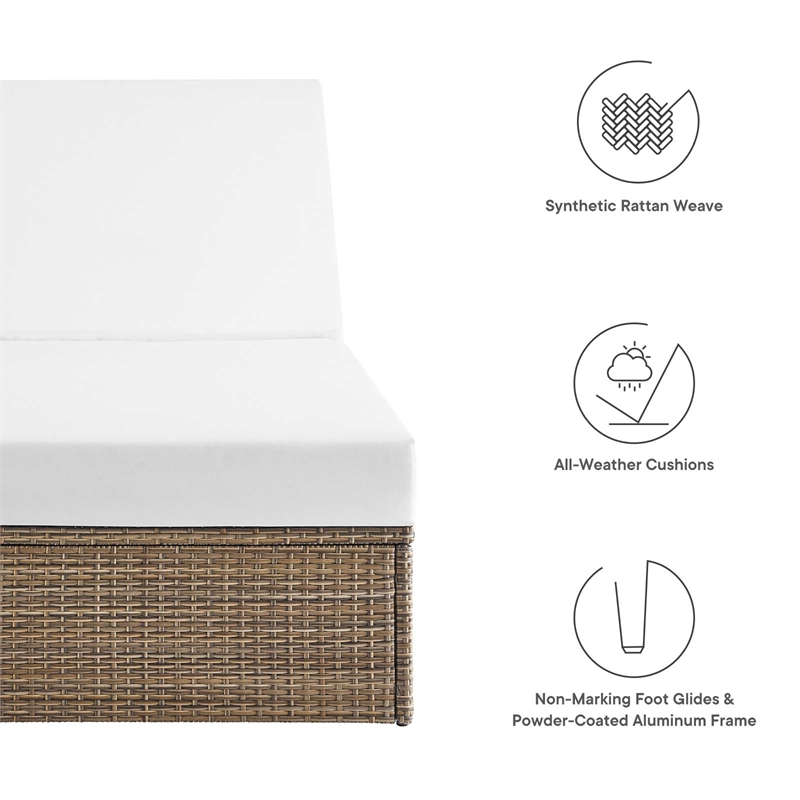 Modway Convene Outdoor Synthetic Rattan Chaise Lounge Chair in Cappuccino/White