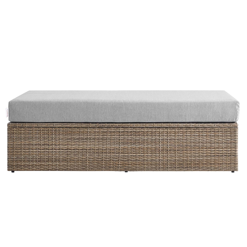 Modway Convene Outdoor Rectangle Synthetic Rattan Ottoman in Cappuccino/Gray