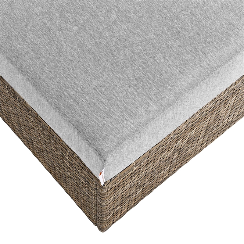 Modway Convene Outdoor Rectangle Synthetic Rattan Ottoman in Cappuccino/Gray