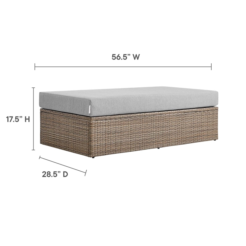 Modway Convene Outdoor Rectangle Synthetic Rattan Ottoman in Cappuccino/Gray