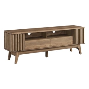 Modway Eudora Wood TV Stand for TVs up to 65&quot with Hinged Doors in Walnut