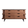 Modway Langston 6-Drawer Wood Sideboard with Splayed Base in Walnut and Gray