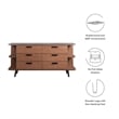 Modway Langston 6-Drawer Wood Sideboard with Splayed Base in Walnut and Gray