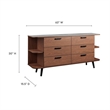 Modway Langston 6-Drawer Wood Sideboard with Splayed Base in Walnut and Gray