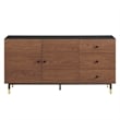 Modway Nexus Wood Storage Cabinet Sideboard in Black and Walnut