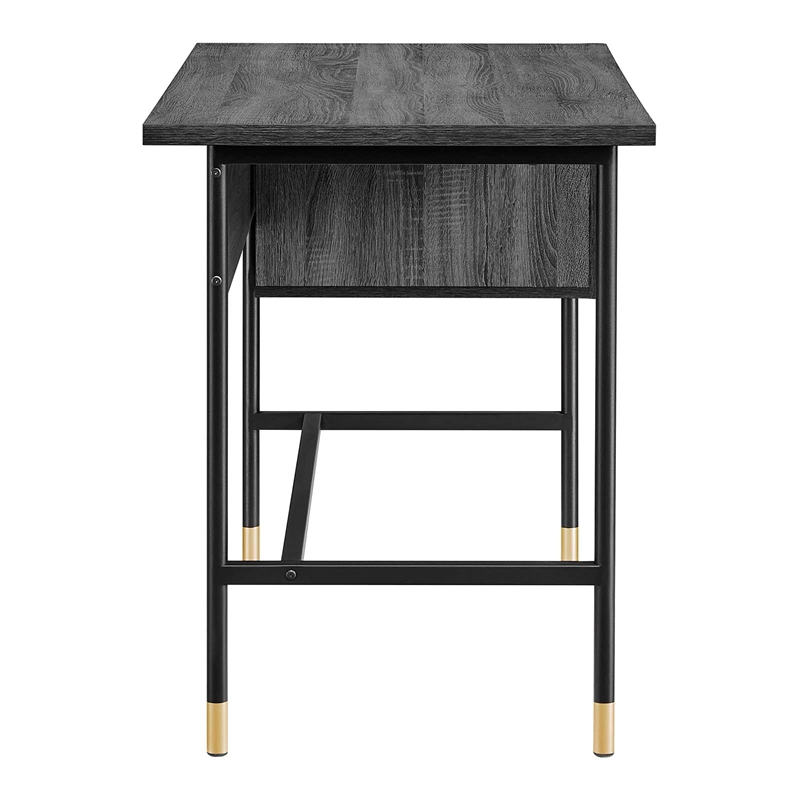 Modway Nexus Metal Tubular Frame Home Office Desk in Black Charcoal/Gold