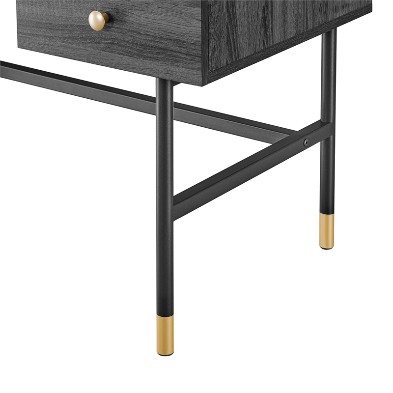 Modway Nexus Metal Tubular Frame Home Office Desk in Black Charcoal/Gold