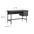 Modway Nexus Metal Tubular Frame Home Office Desk in Black Charcoal/Gold